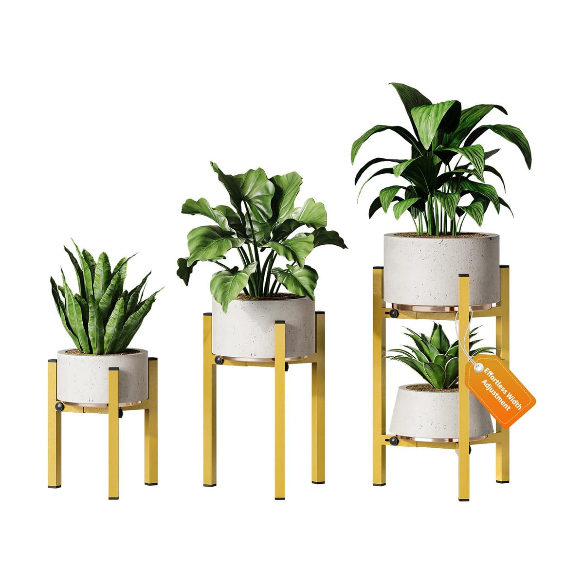 3 Pack Plant Stand Indoor Adjustable, Metal Modern Indoor Plant Stand, Heavy Duty Single Plant Stands Outdoor Corner