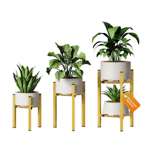 3 Pack Plant Stand Indoor Adjustable, Metal Modern Indoor Plant Stand, Heavy Duty Single Plant Stands Outdoor Corner