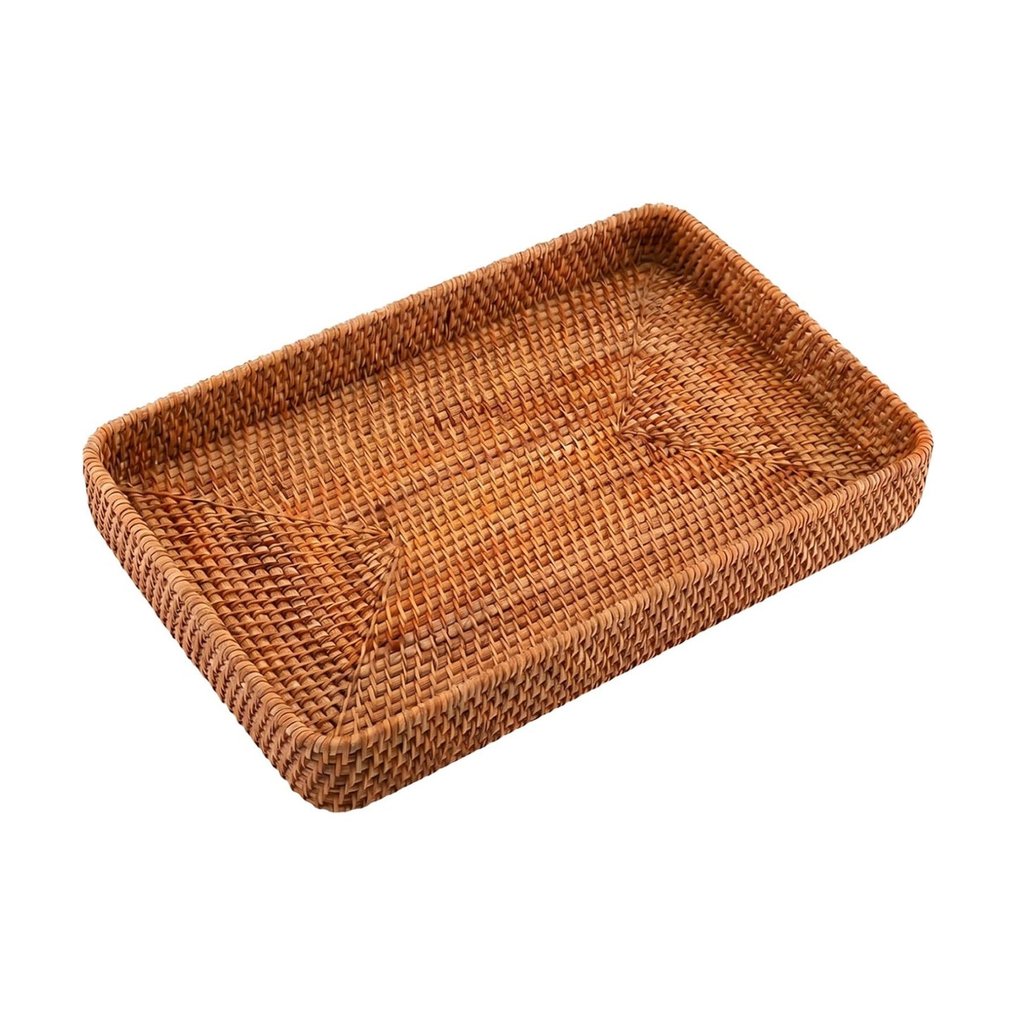Wicker Storage Basket Rattan Tray Rectangular Wicker Basket Handwoven Organizer Basket Decorative