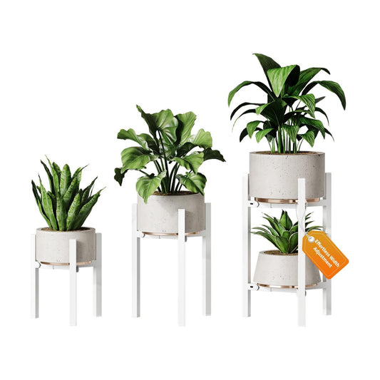 3 Pack Plant Stand Indoor Adjustable, Metal Modern Indoor Plant Stand, Heavy Duty Single Plant Stands Outdoor Corner