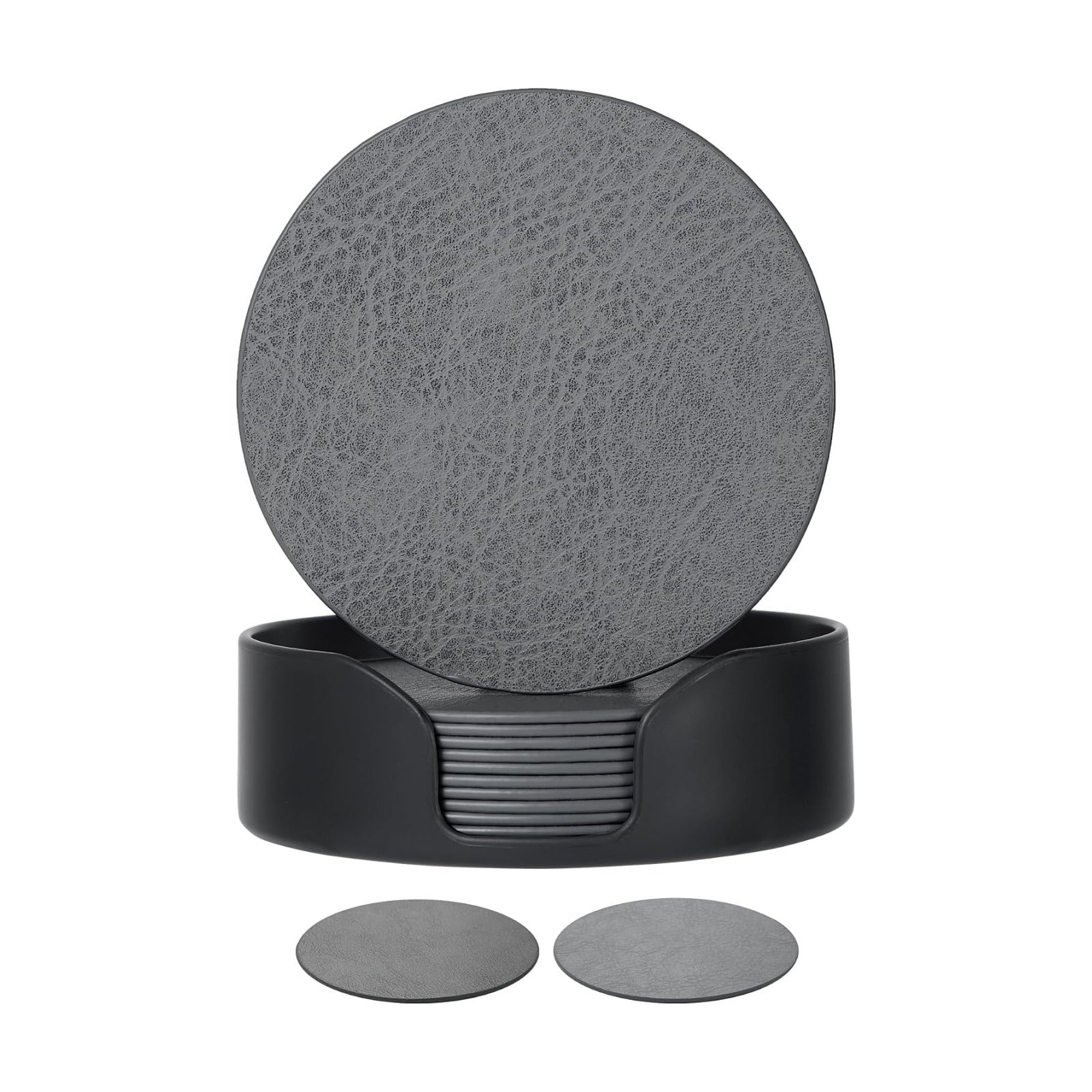 Holder / Reversible Leather Coasters / Mist Grey / Set of 18