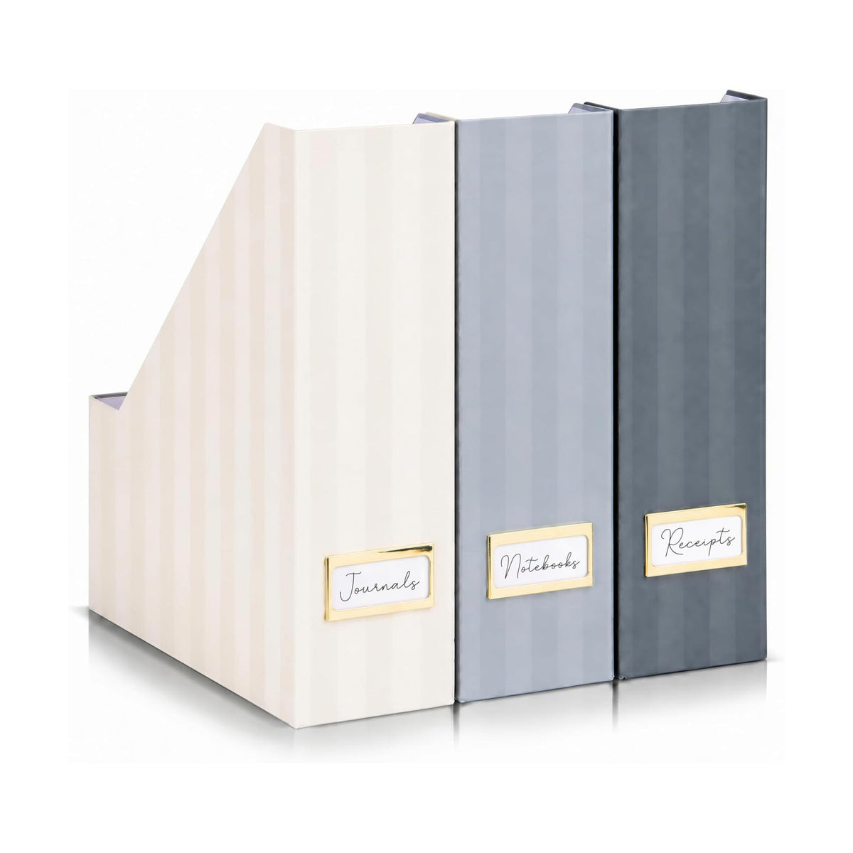 Beautiful Magazine Holder Set of 3 - Sturdy File Holder for Desk or Shelves | The Perfect Office & Work Storage to