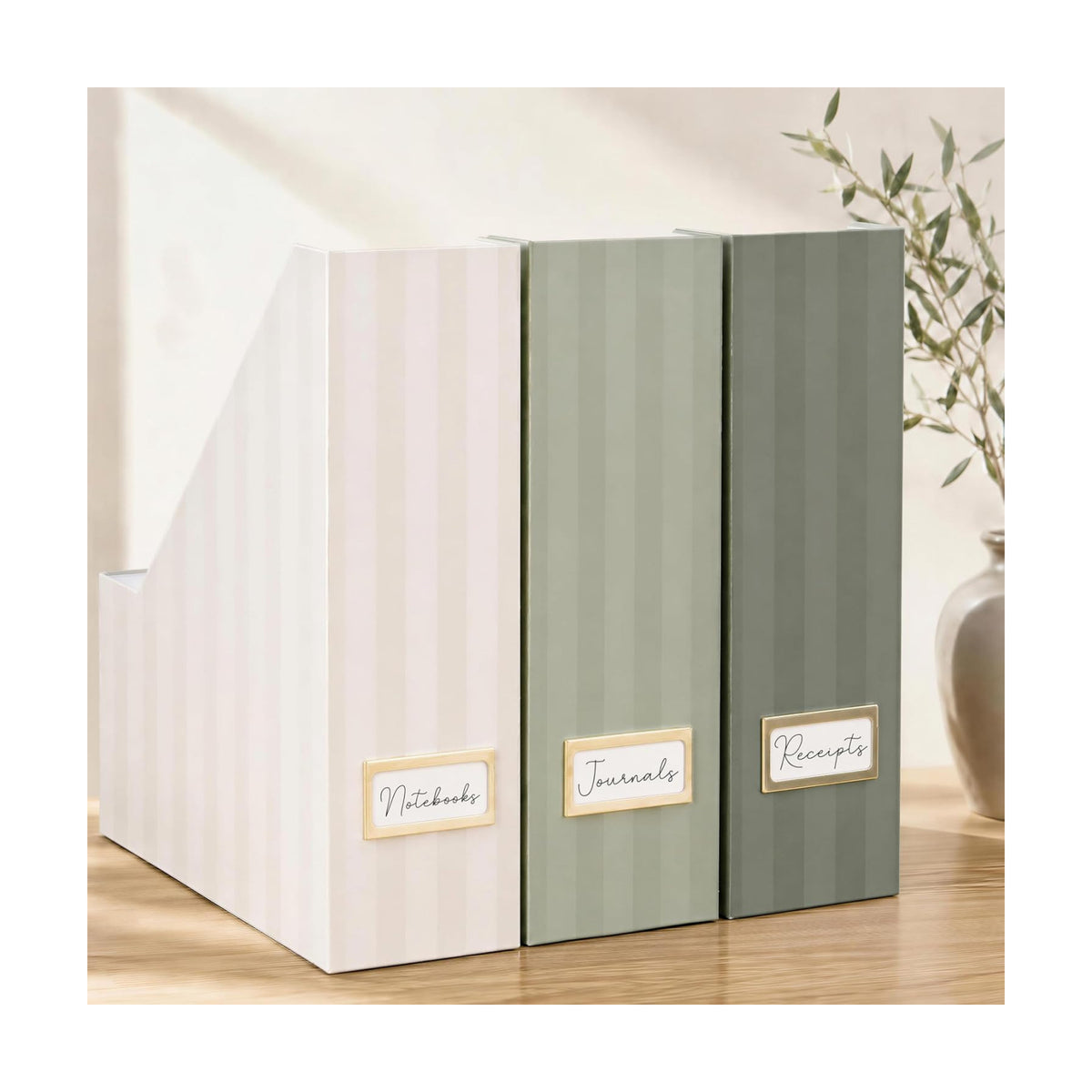 Beautiful Magazine Holder Set of 3 - Sturdy File Holder for Desk or Shelves | The Perfect Office & Work Storage to