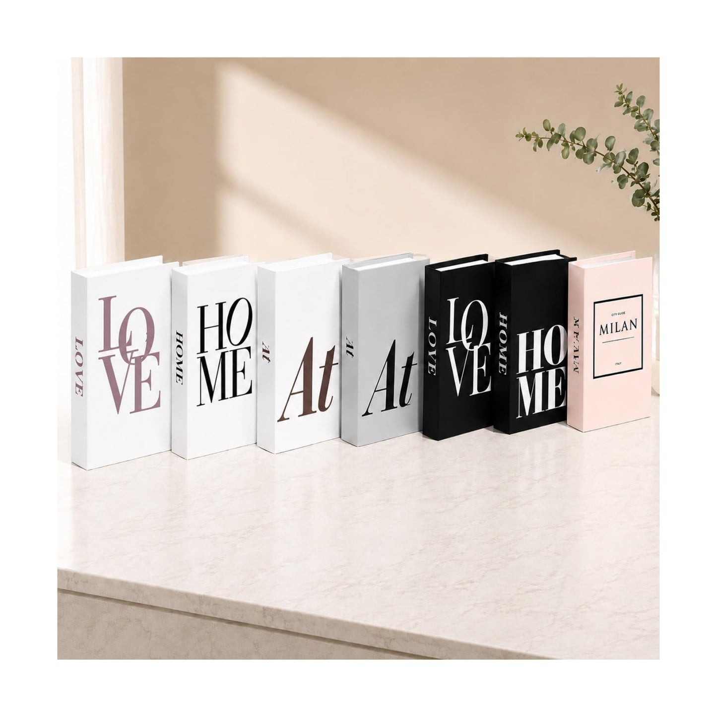 Decorative Faux Books for Decoration / Black and White / 7 PACKS / Set of 7