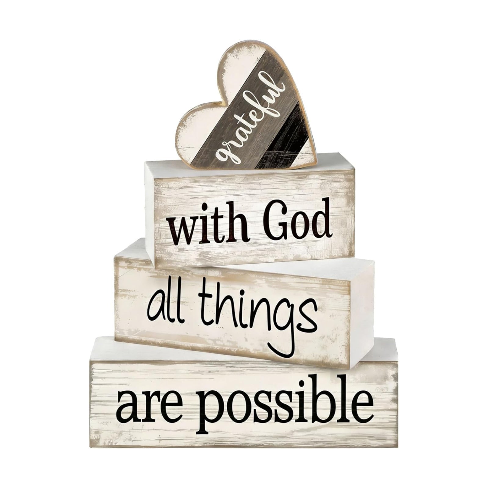 Religious Wooden Farmhouse Tiered Tray Decorations / Faith / Set of 4