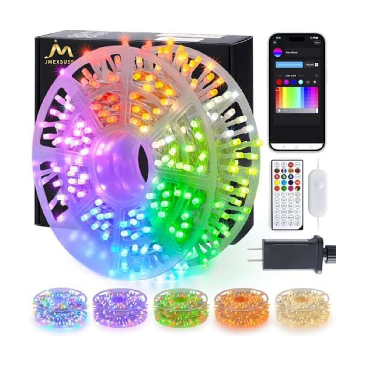 JMEXSUSS 400 LED RGB String Lights Indoor for Bedroom Plug in