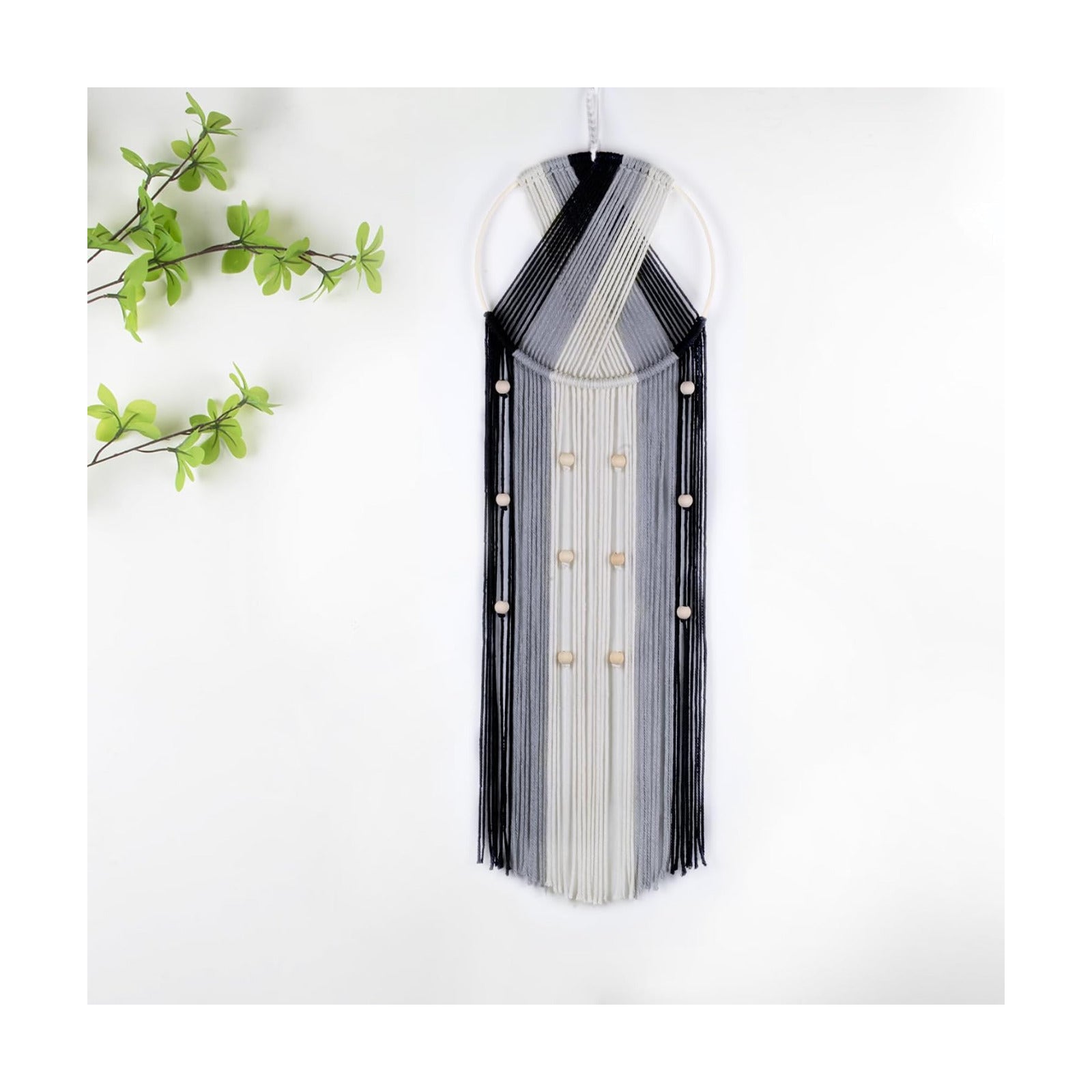 Bohemian Macrame Wall Hanging / Black and Grey