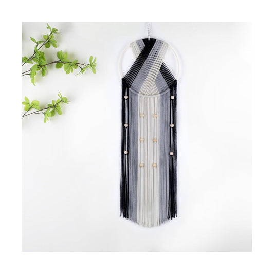 Bohemian Macrame Wall Hanging / Black and Grey
