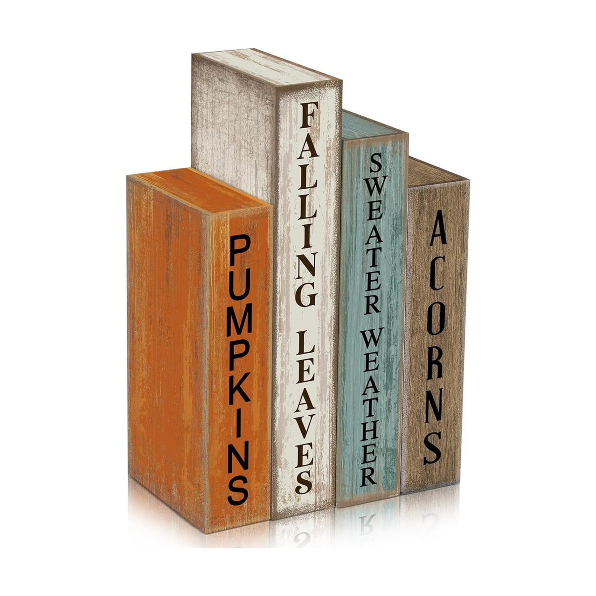 Lineshading 4 Pcs Fall Table Decoration Wooden Book Autumn Pumpkin Sign