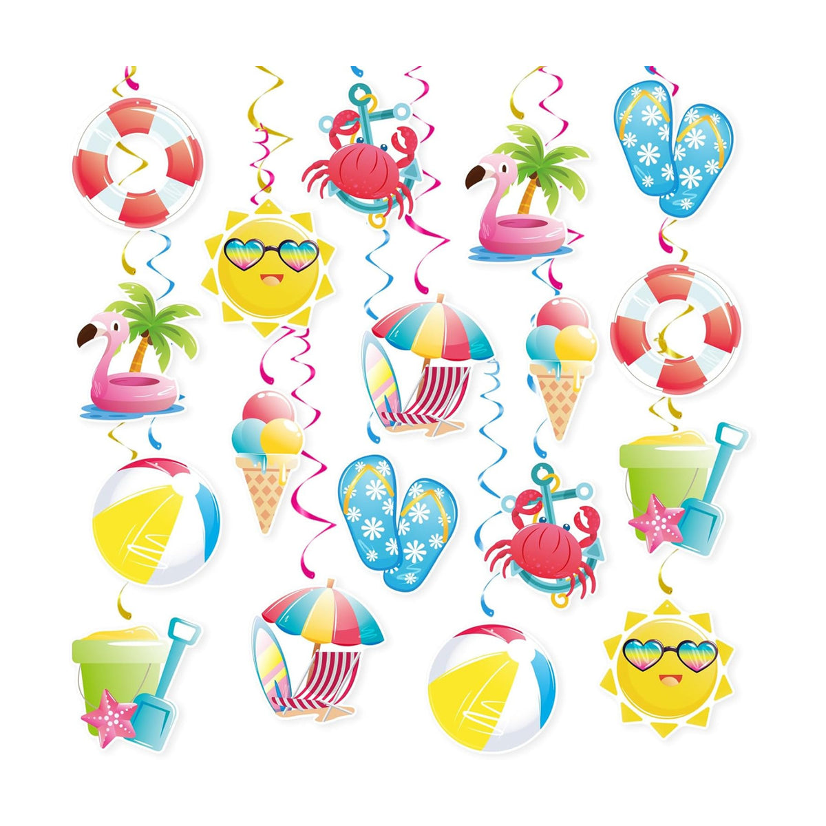 Summer Pool Hanging Swirls, 36 Pcs