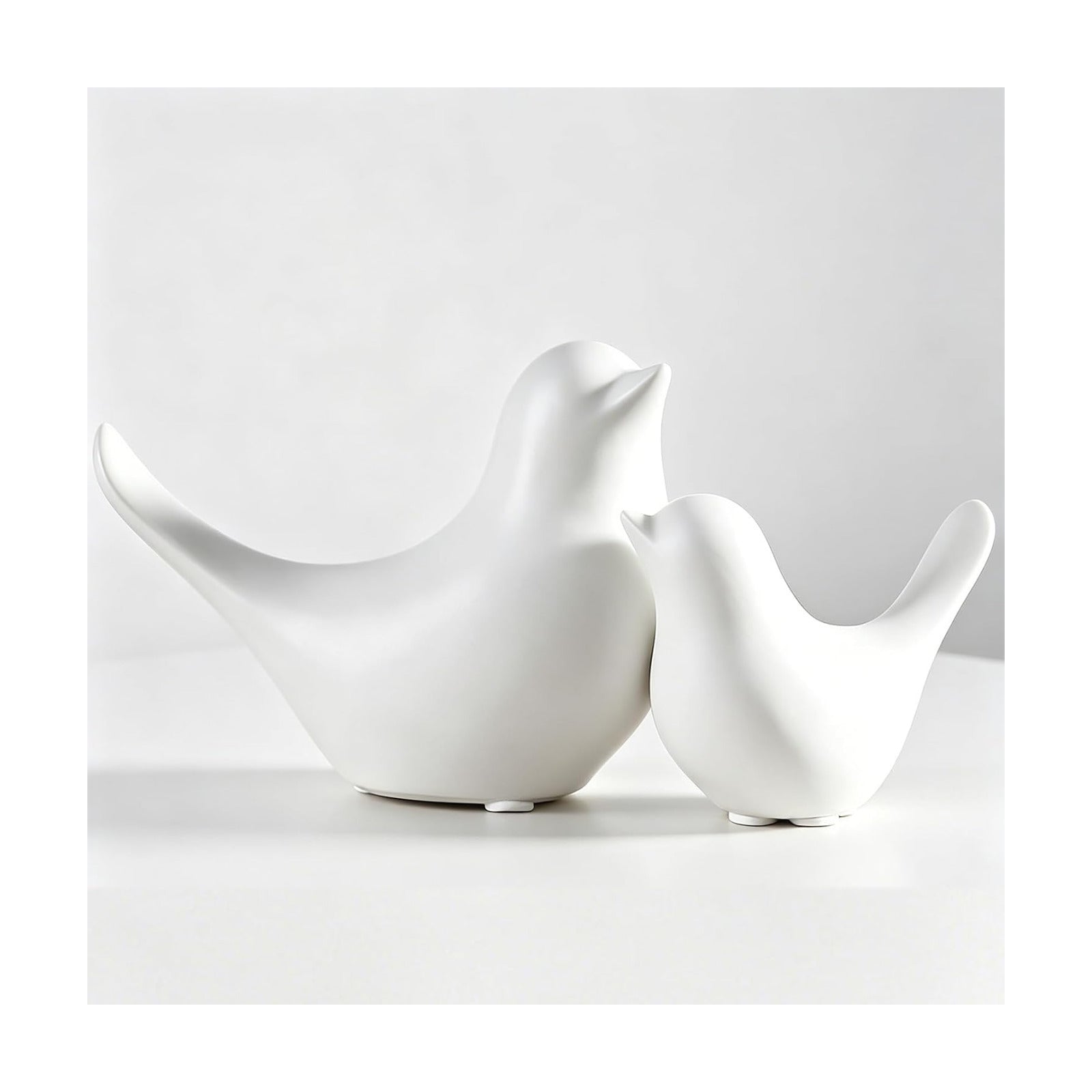 Small Birds Animal Statues Bird Figurines Knick Knacks Home Decor / Whitebirds / White / Set of 2