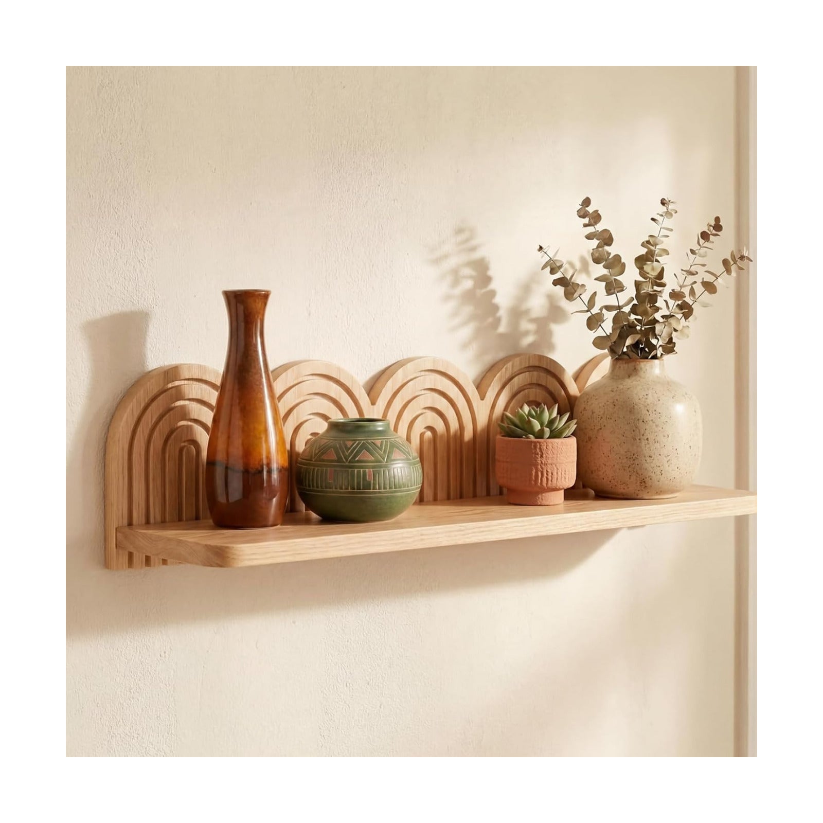 Wall Coat Rack/Boho Wall Shelf Mid-Century Modern Wooden Coat Vintage Mount / 22 x 5.5 x 4.5 / Wood