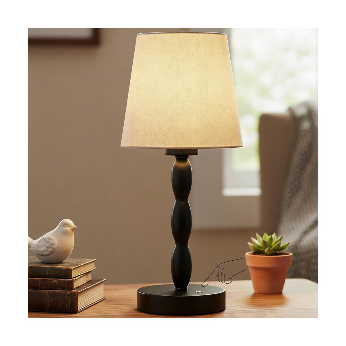 Rechargeable Cordless Table Lamp, 5000mAh Battery Powered Touch Desk Lamp, 3-Level & Stepless Dimmable Night Light