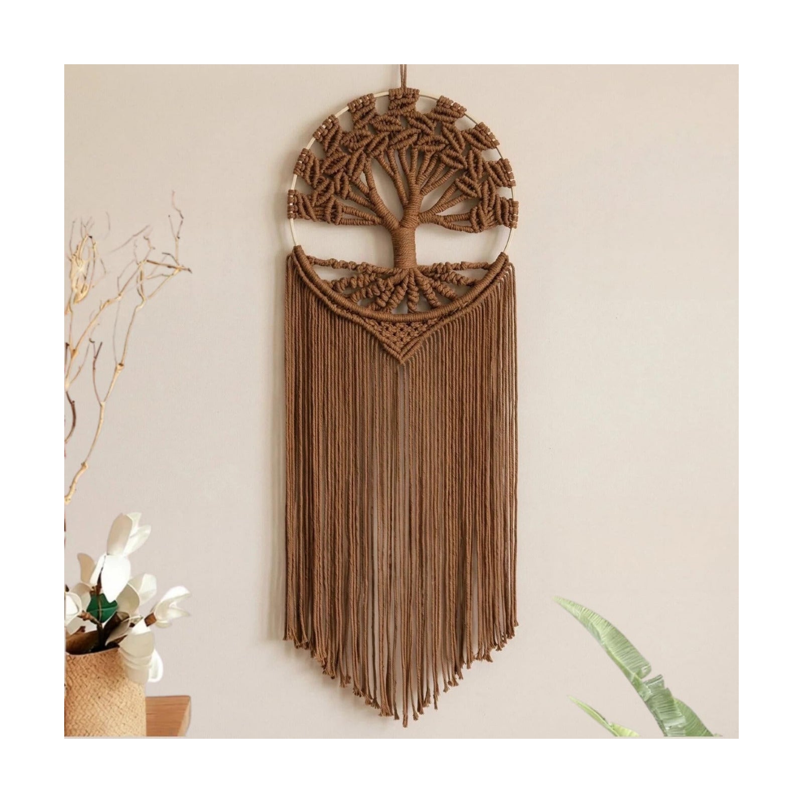 Boho Handmade Woven Tapestry / Brown