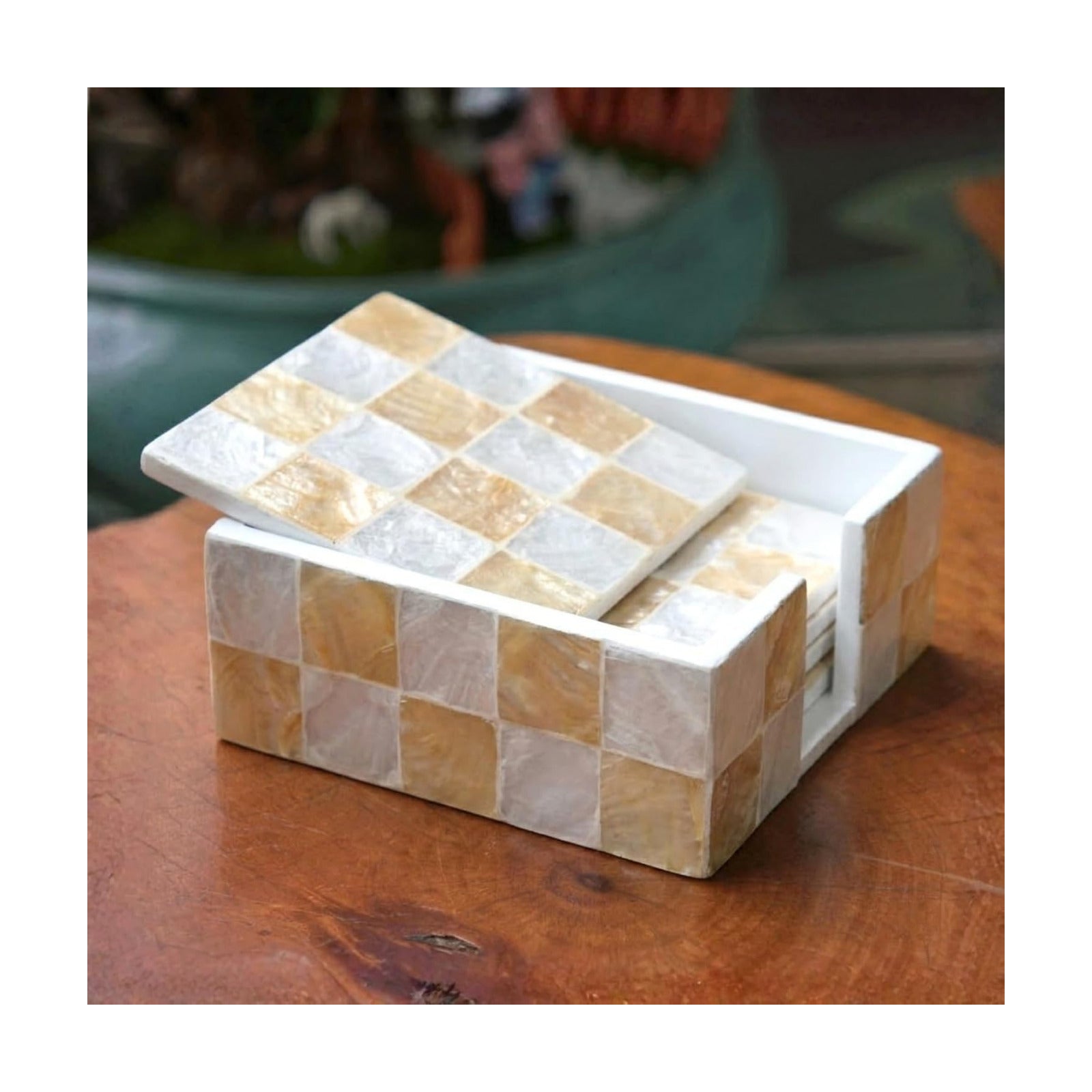 Modern Decorative Farmhouse Coasters for Coffee / Ivory / Set of 6
