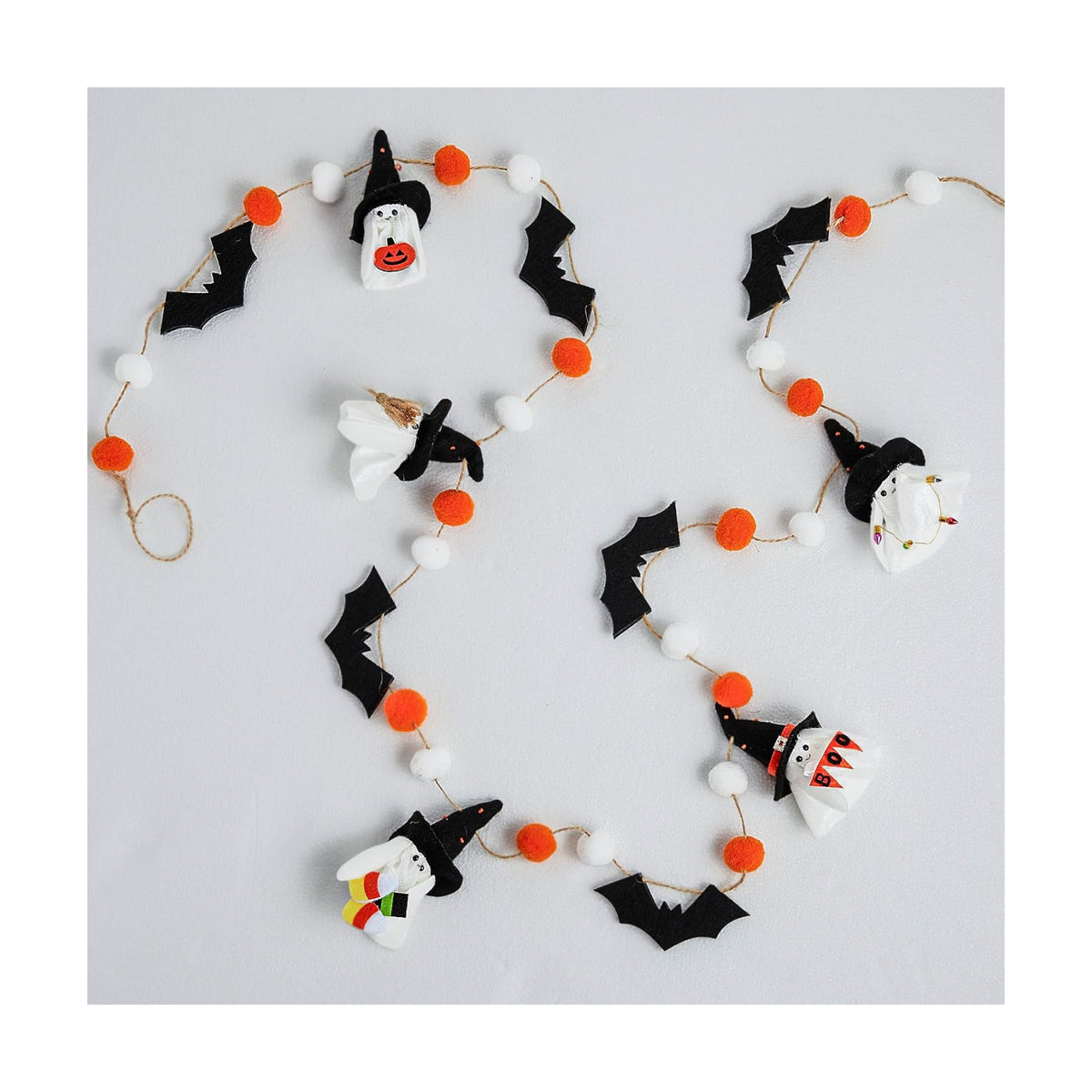 DN DECONATION Halloween Garland for Mantle, Ghost Bat Decor for Wall Party