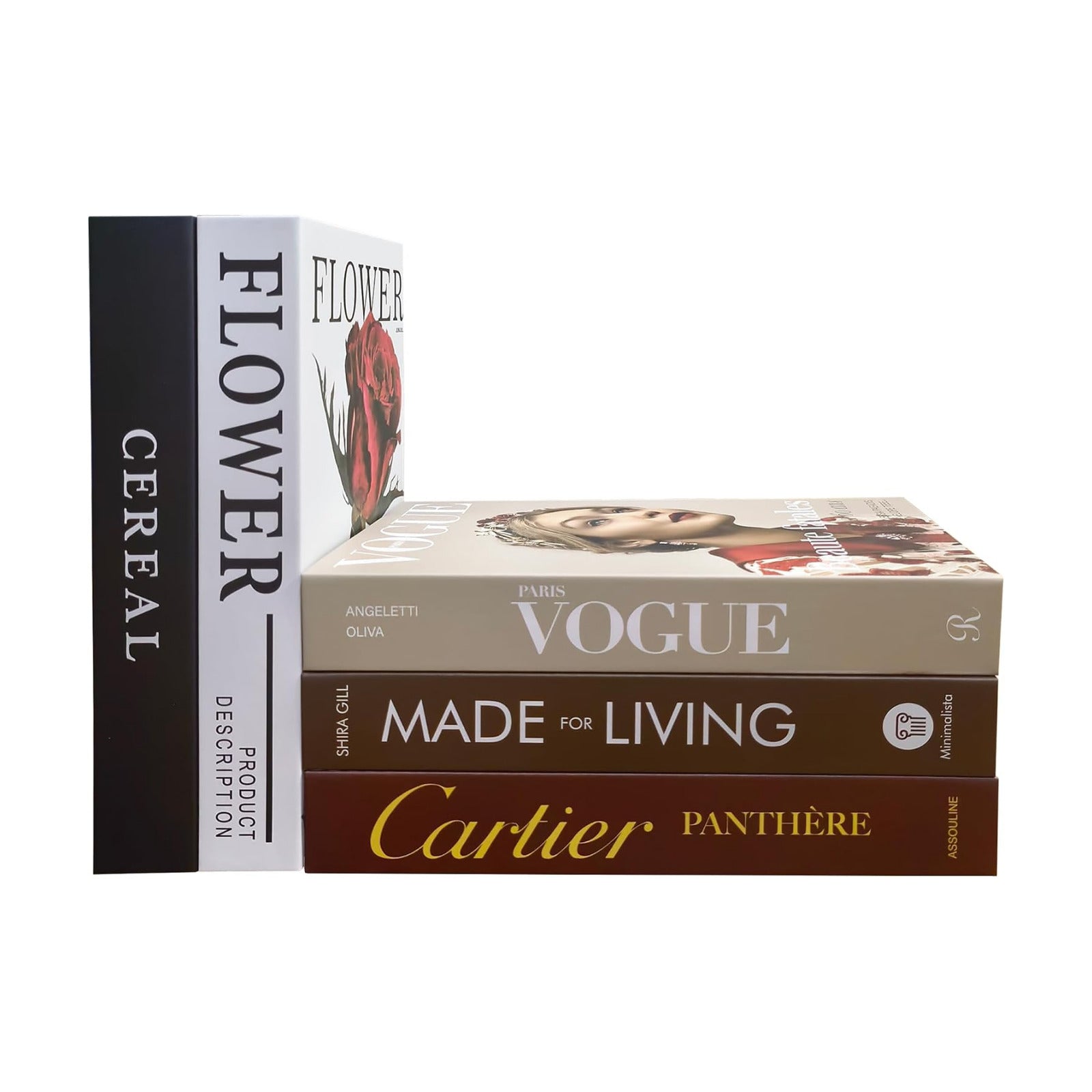 Decorative Faux Books Set / White&brown-large / Set of 5