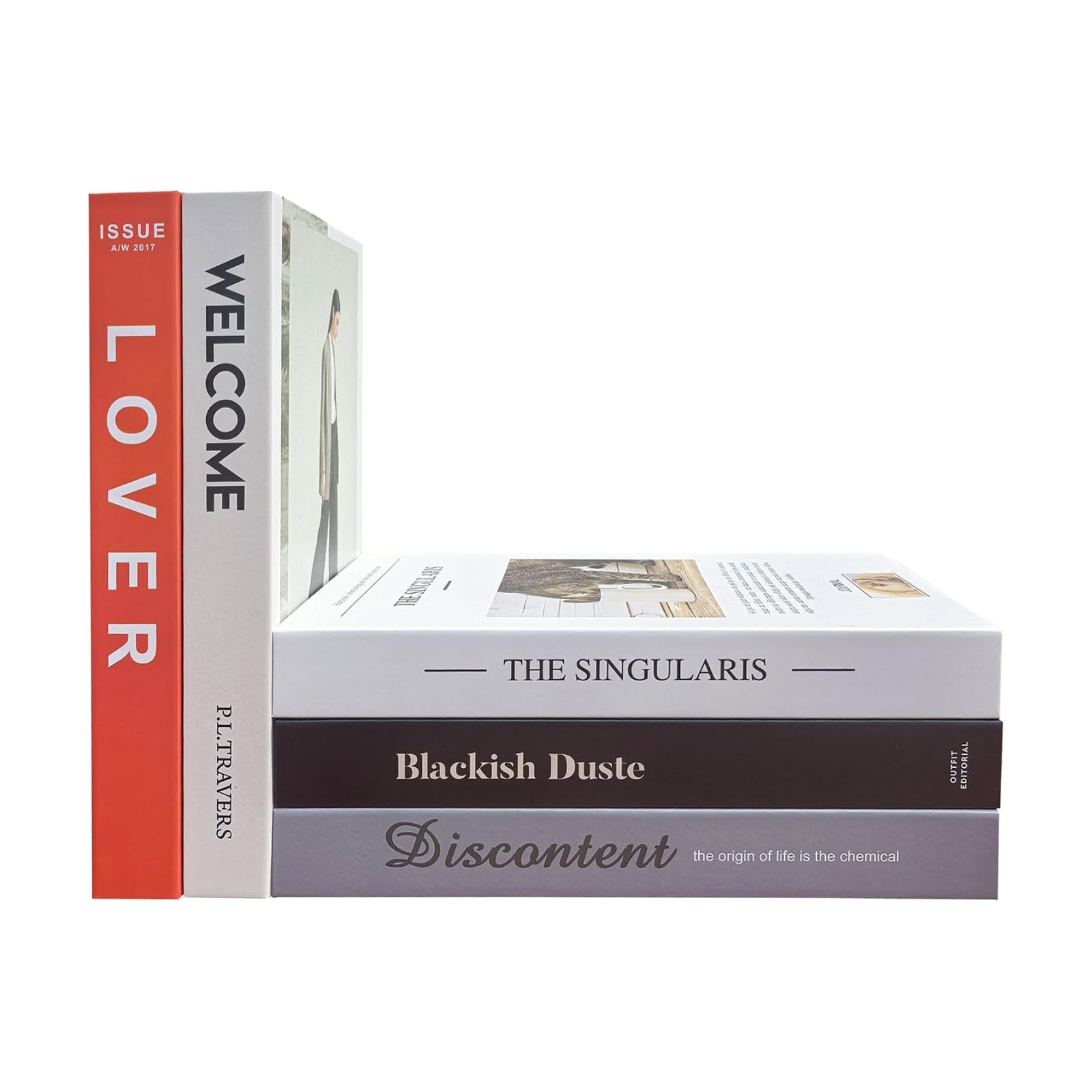 Decorative Faux Books Set / White&orange-medium / Set of 5