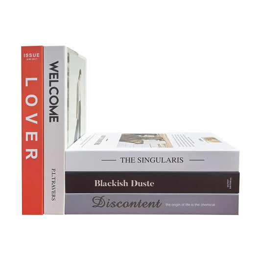 Decorative Faux Books Set / White&orange-medium / Set of 5