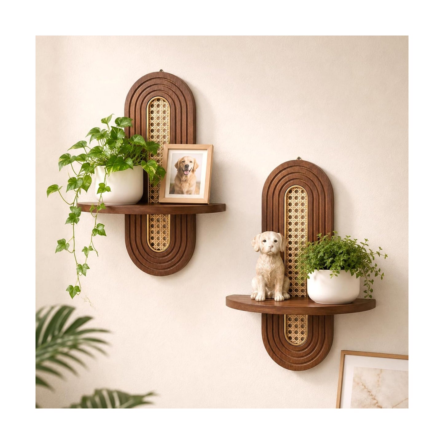 Rattan Plant Shelf / Set of 2