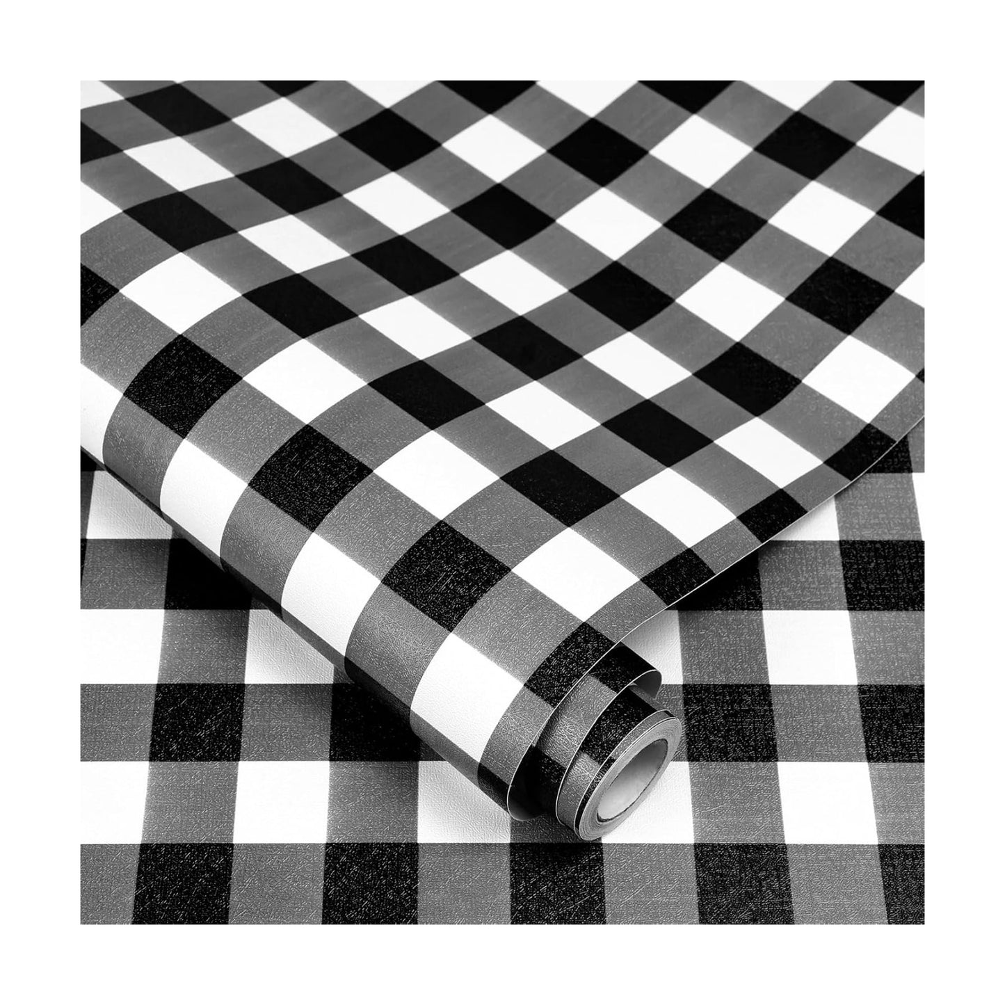 Plaid Peel and Stick Wallpaper Removable Checkered Contact Paper / Black / 17.3 x 240