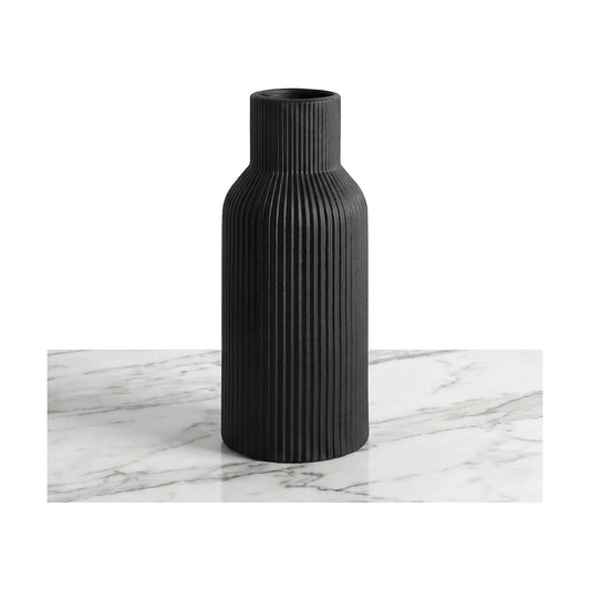 Black Ceramic Tall Vase / 1-piece-set / Medium Black