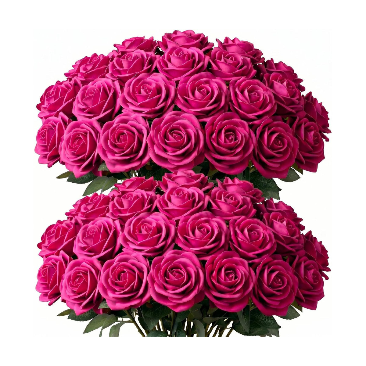 60 Pcs Hot Pink Velvet Artificial Roses Flowers Real Looking Silk Faux Roses Bulk Long Stems for Wedding Centerpieces,DIY Floral Arrangements,Home Decor,Anniversary,Valentine's Day