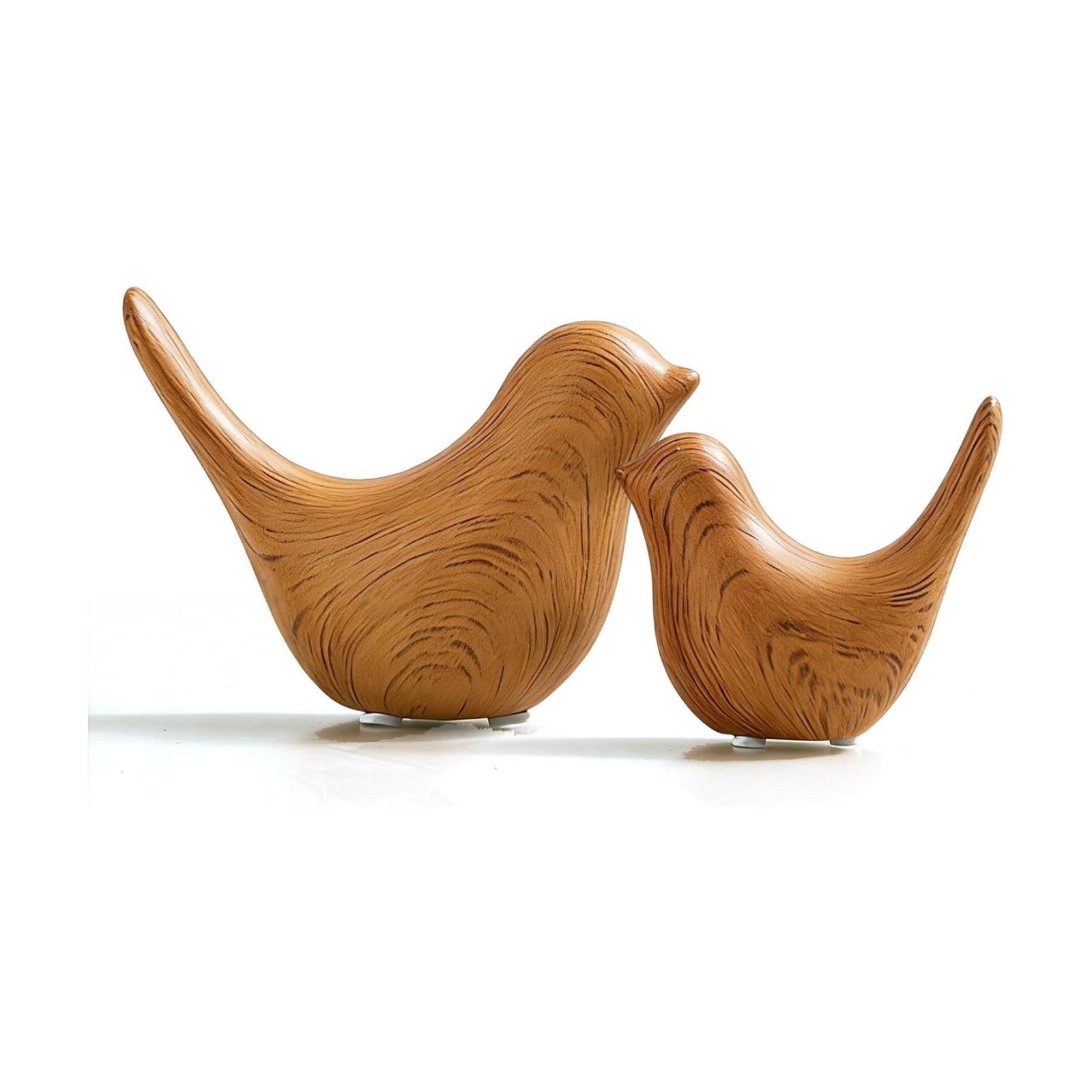 Boho Bird Statue / Wood-look Pair
