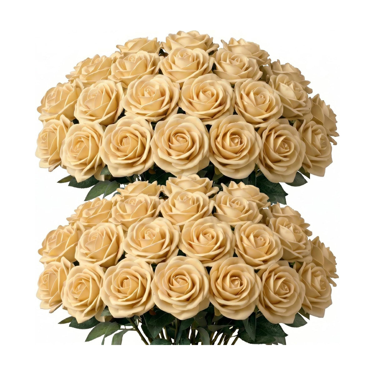 60 Pcs Champagne Velvet Artificial Roses Flowers Real Looking Silk Faux Roses Bulk Long Stems for Wedding Centerpieces,DIY Floral Arrangements,Home Decor,Anniversary,Valentine's Day