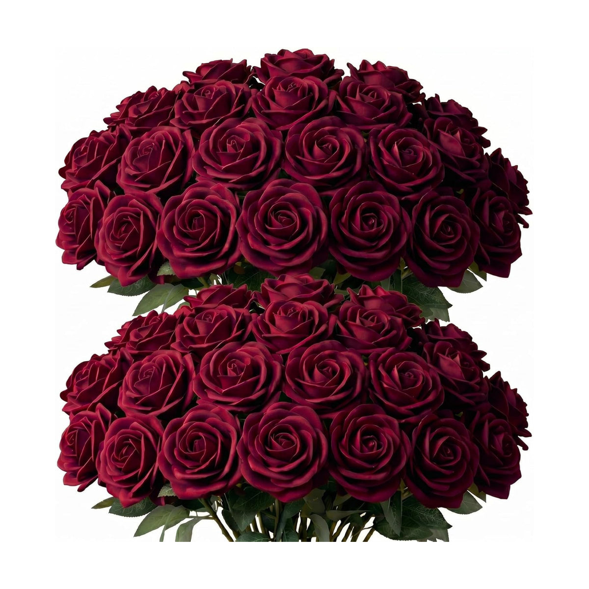 60 Pcs Burgundy Velvet Artificial Roses Flowers Real Looking Silk Faux Roses Bulk Long Stems for Wedding Centerpieces,DIY Floral Arrangements,Home Decor,Anniversary,Valentine's Day