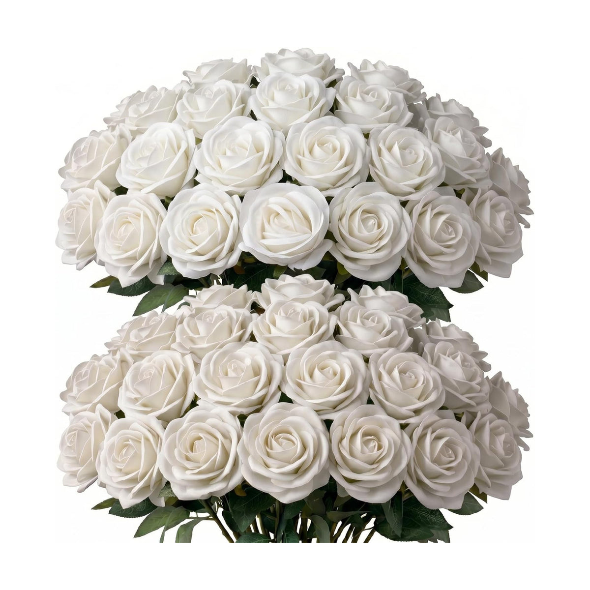 60 Pcs White Velvet Artificial Roses Flowers Real Looking Silk Faux Roses Bulk Long Stems for Wedding Centerpieces,DIY Floral Arrangements,Home Decor,Anniversary,Valentine's Day