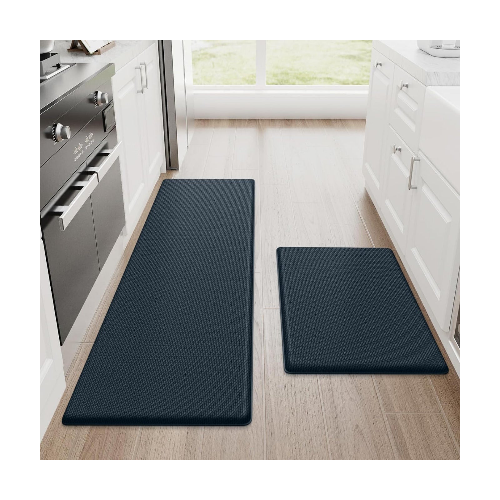 StepRite Kitchen Mats for Floor, 2-Piece Anti-Fatigue Rugs, Dark Charcoal