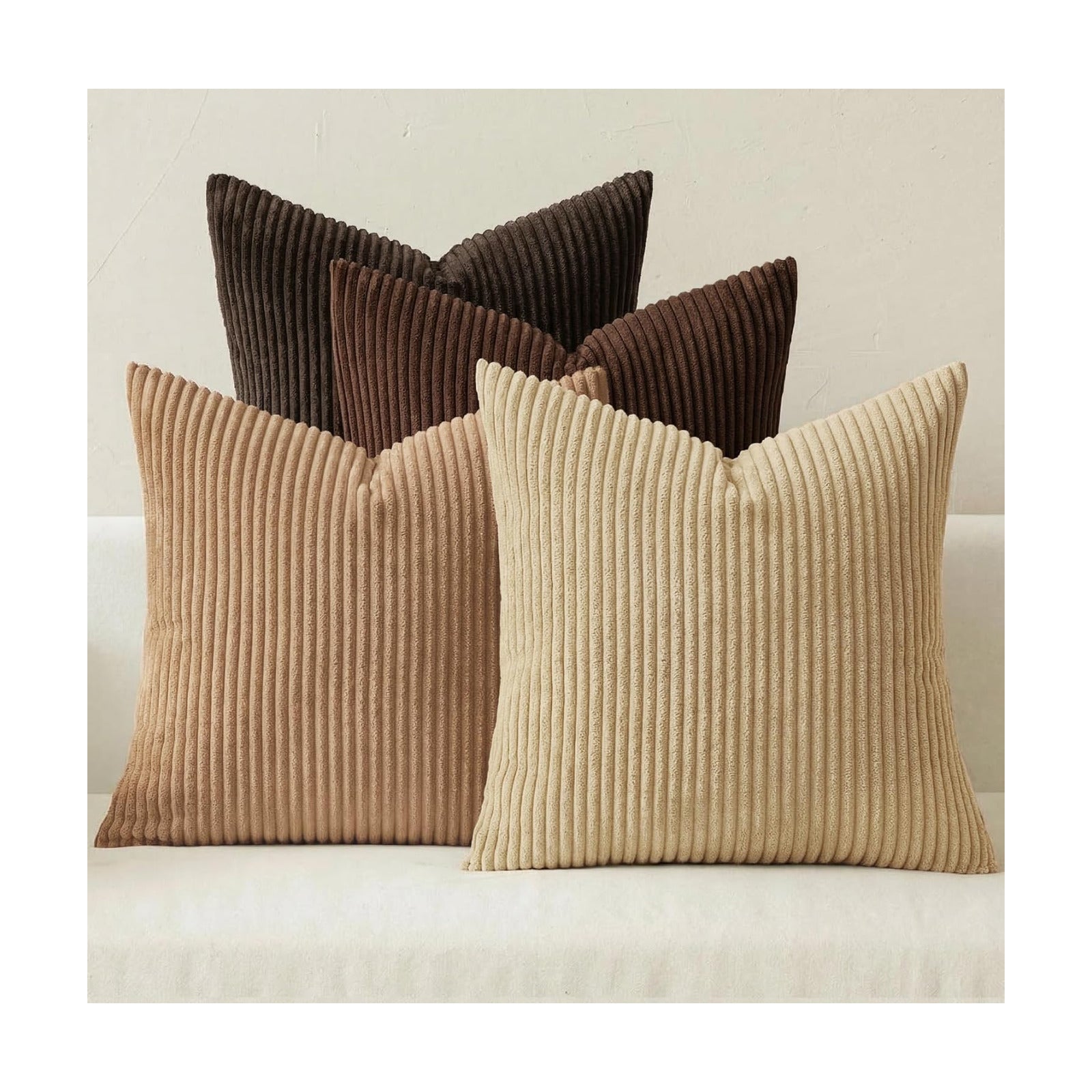 MIULEE Fall Corduroy Decorative Throw Pillow Covers Dark Brown 20x20
