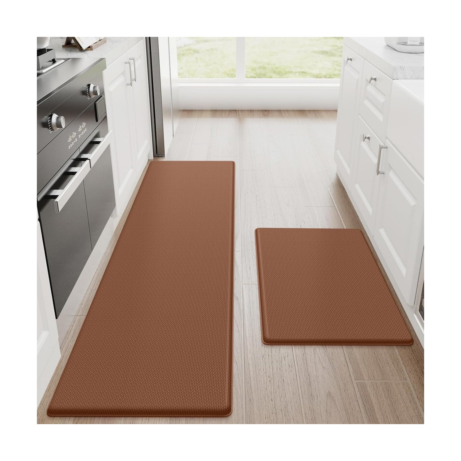 StepRite Kitchen Mats for Floor, 2-Pack Anti-Fatigue Rugs, Terracotta Brown