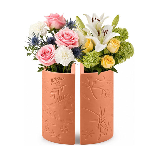 Terracotta Flower Vase / Decorative Vase for Dining Table Decor Fireplace Living Room Bathroom