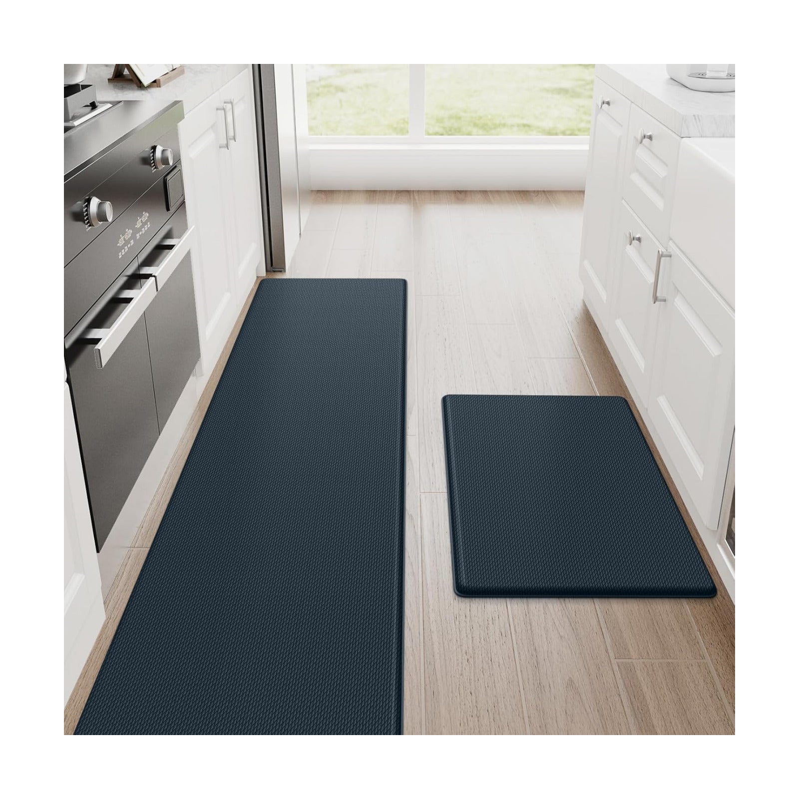 StepRite Kitchen Mats for Floor, 2-Piece Anti-Fatigue Rugs, Dark Charcoal
