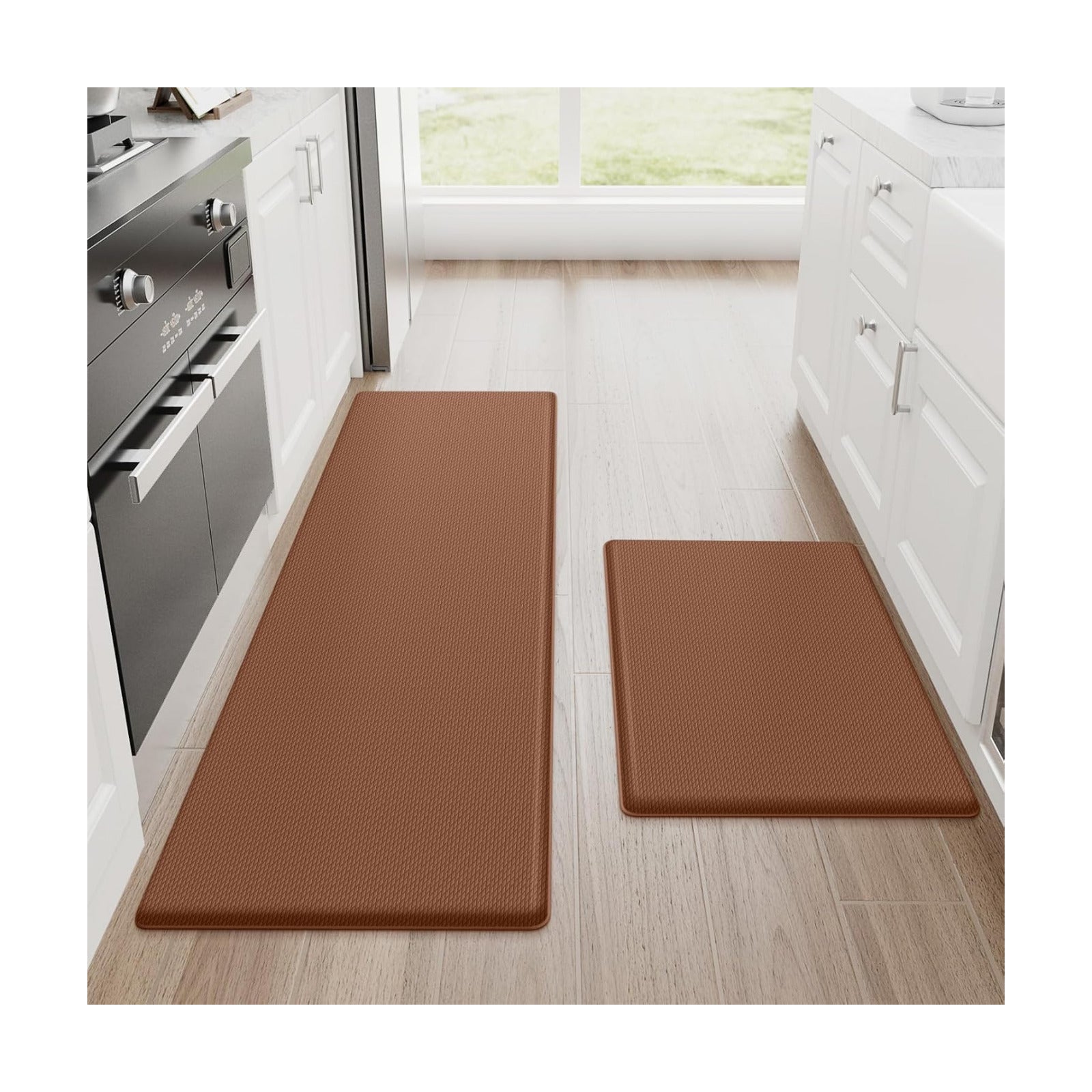 StepRite Kitchen Mats for Floor, 2-Pack Anti-Fatigue Rugs, Terracotta Brown