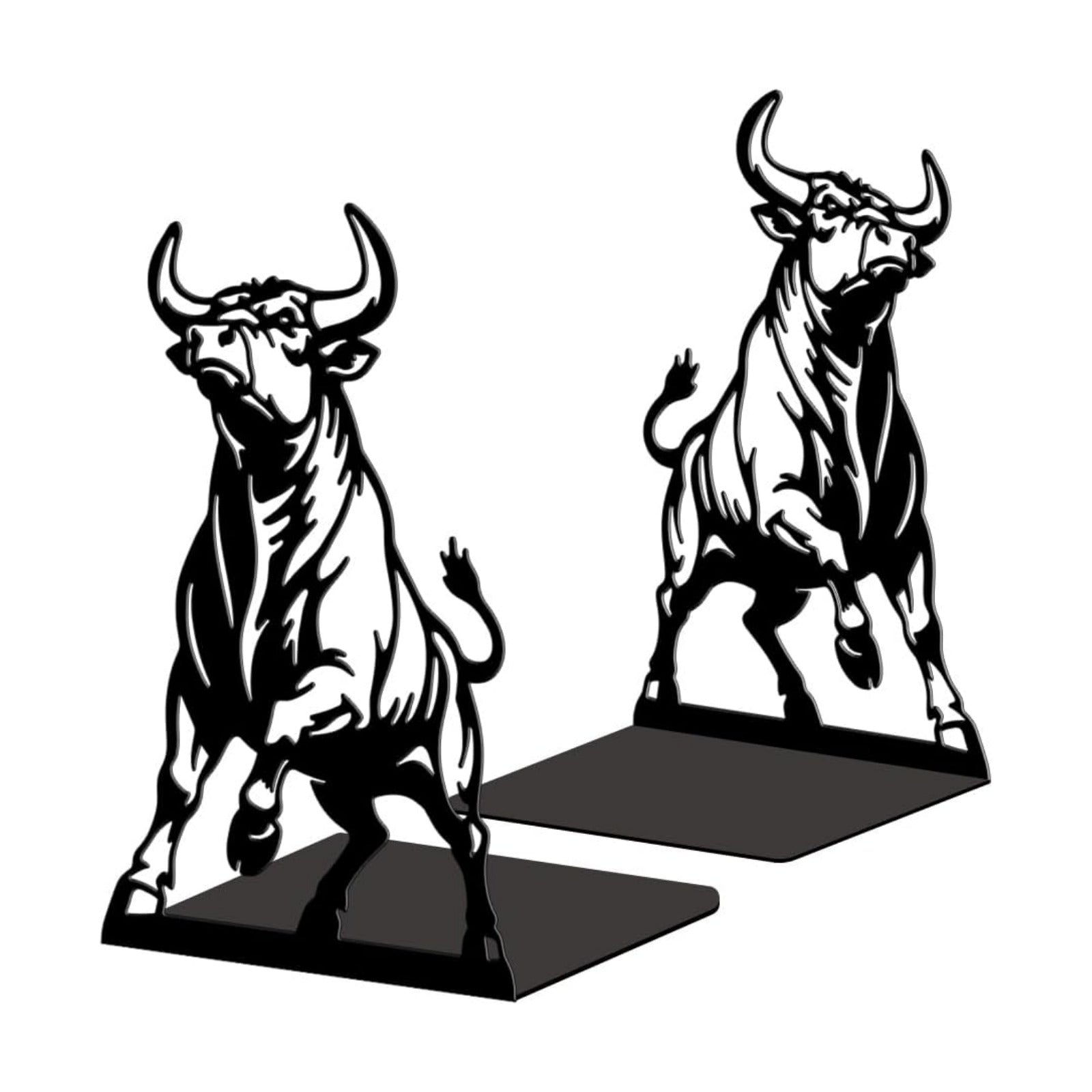 Metal Bookends / Modern Decorative Heavy Duty Study Book Ends Stoppers / Bull