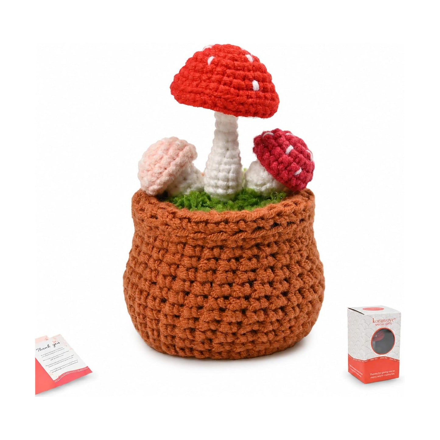 Crochet Plant in Pot / Mushroom / Pink