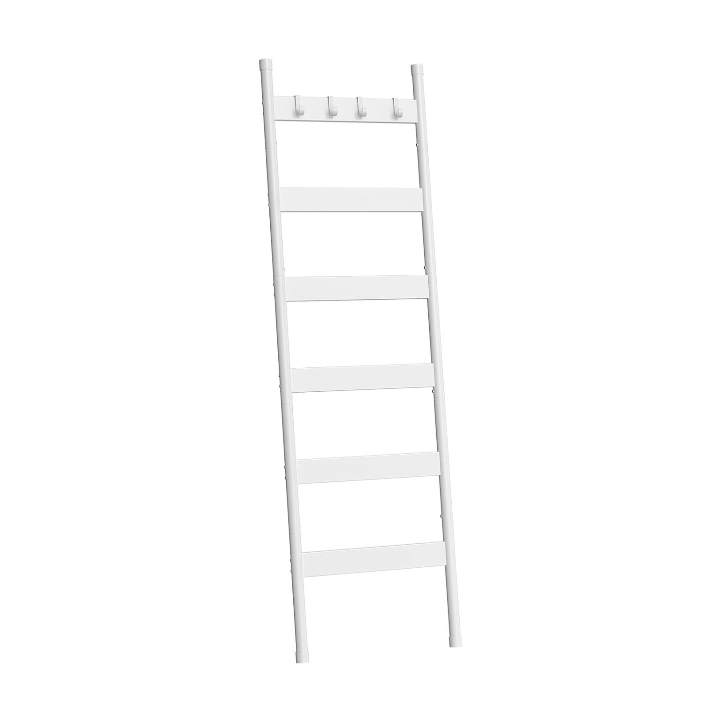 HOOBRO Blanket Ladder, 6-Tier Towel Rack with Hooks, Wall-Leaning Blanket Rack, Decorative Display Ladder Shelf, for