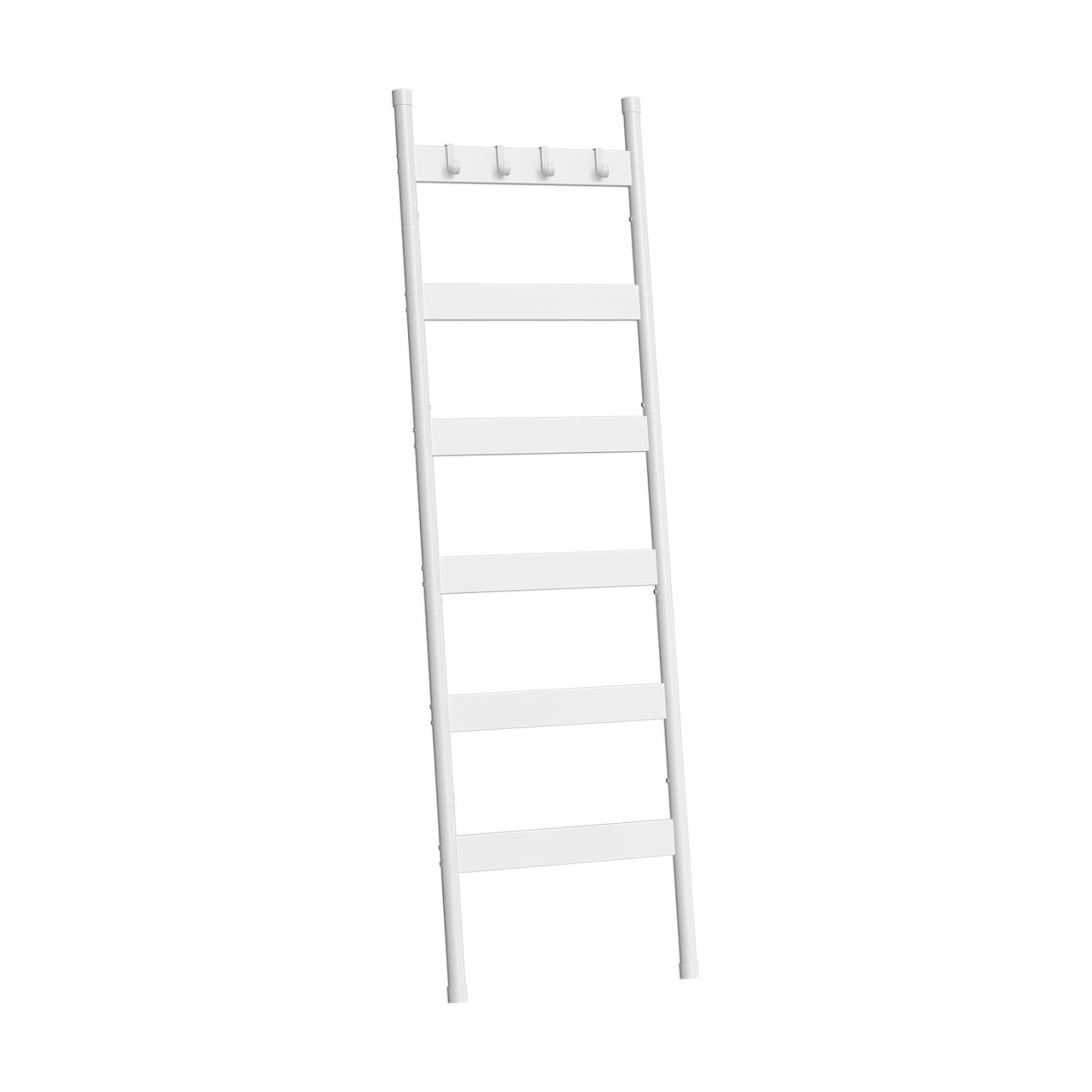 HOOBRO Blanket Ladder, 6-Tier Towel Rack with Hooks, Wall-Leaning Blanket Rack, Decorative Display Ladder Shelf, for