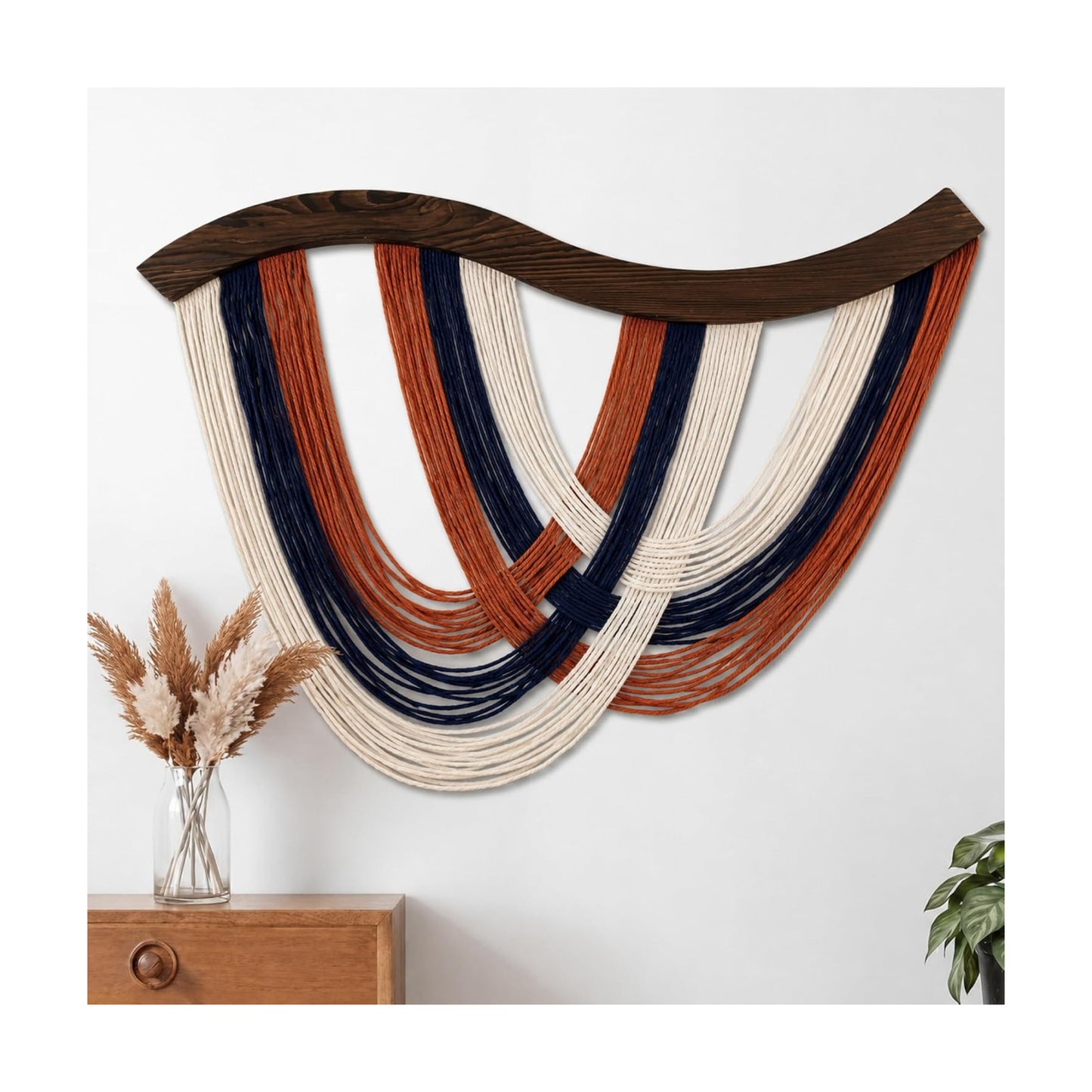 Boho Decor Handmade Cotton Rope Tapestry / Modern Bohemian / Navy