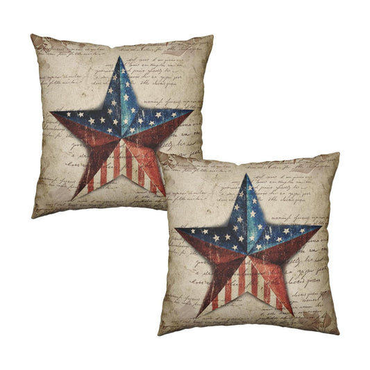 Patriotic Star Outdoor Pillow Covers 24x24 Set of 2 4th of July Vintage American USA Flag Throw Pillows Independence Memorial Day Throw Pillow Cases for Couch Sofa Bedroom Living Room Decor