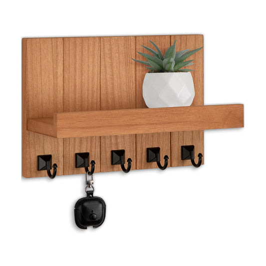 Key Holder / 5 Key Hooks / Wood / Standard - 9.6inch