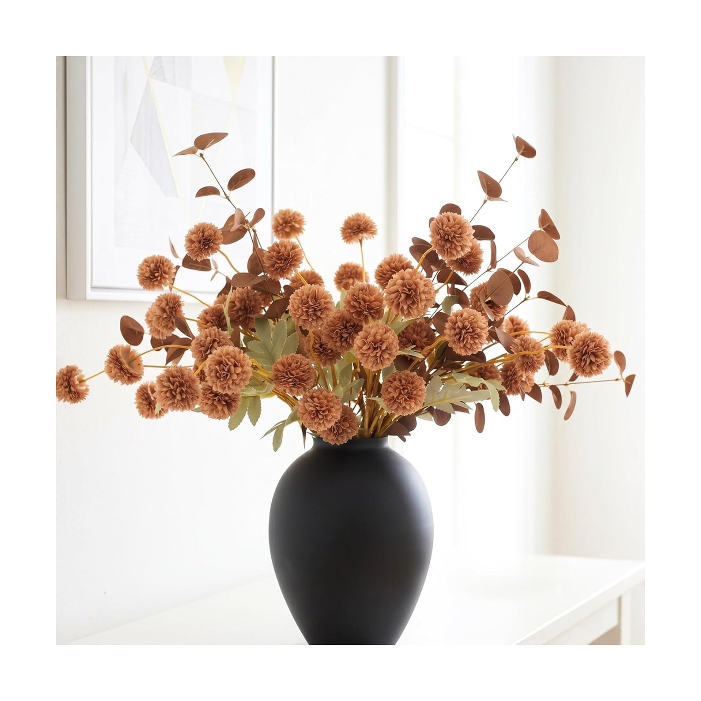 RyddeligHome Brown Mums Artificial Flowers Arrangement for Vases
