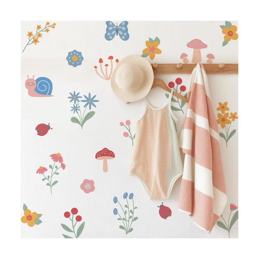 Boho Flower Wall Decal Stickers Butterfly Kids Toddler / Flower B / 8.66inches*6.3inches*12sheets