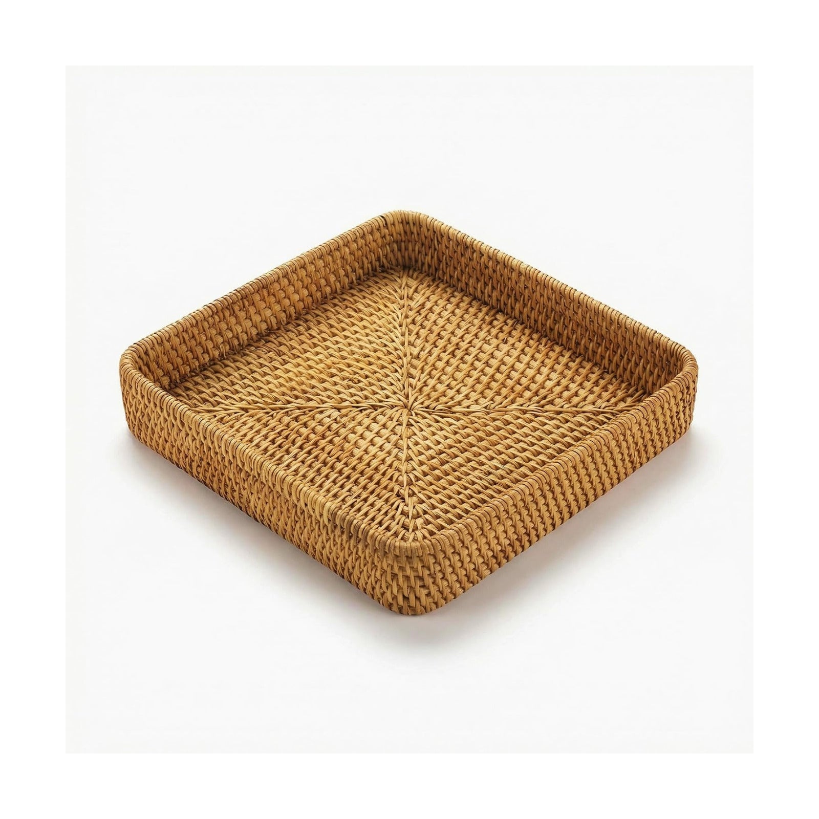 Wicker Tray / Woven Decorative Tray / 8.3 x 8.3 / Natural Square S