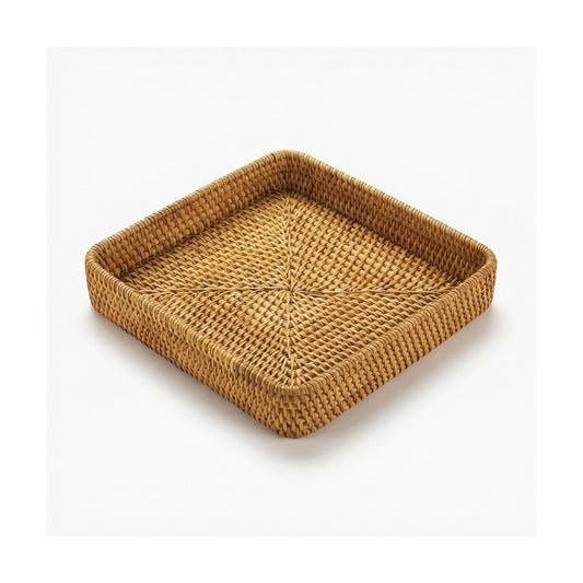 Wicker Tray / Woven Decorative Tray / 8.3 x 8.3 / Natural Square S