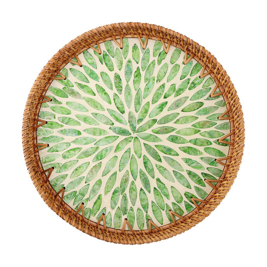 Handwoven Round Rattan Tray / 11.02 Inch / Set of 11