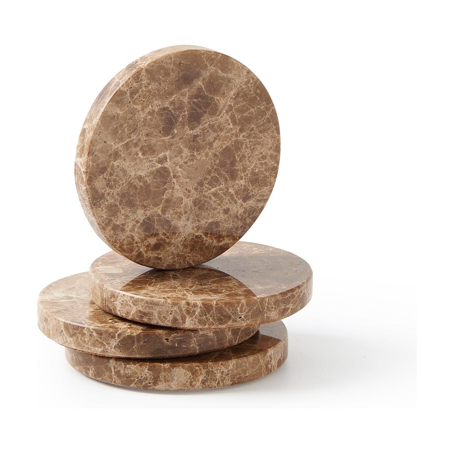 Round Stone Coasters / Dark Brown / 3.93in*3.93in / Set of 4